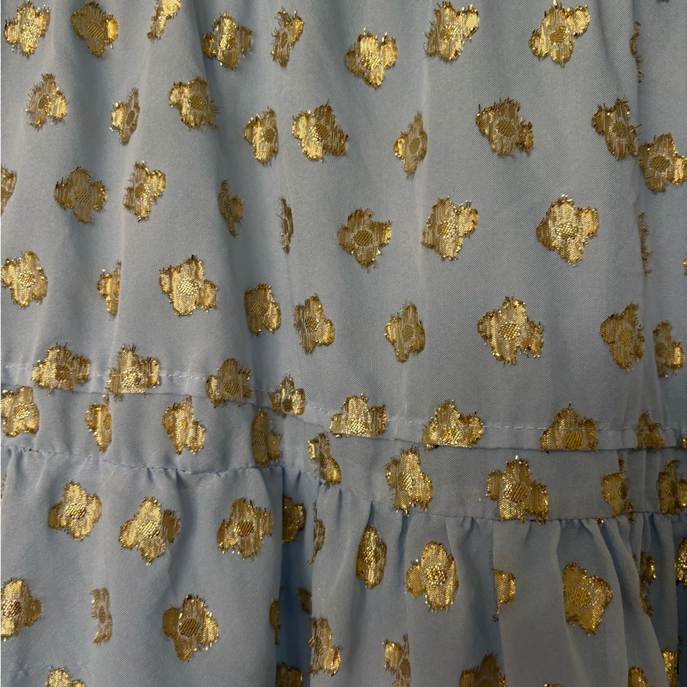 Zara Blue and Gold Ruched Ruffled Sundress - Picture 4 of 5